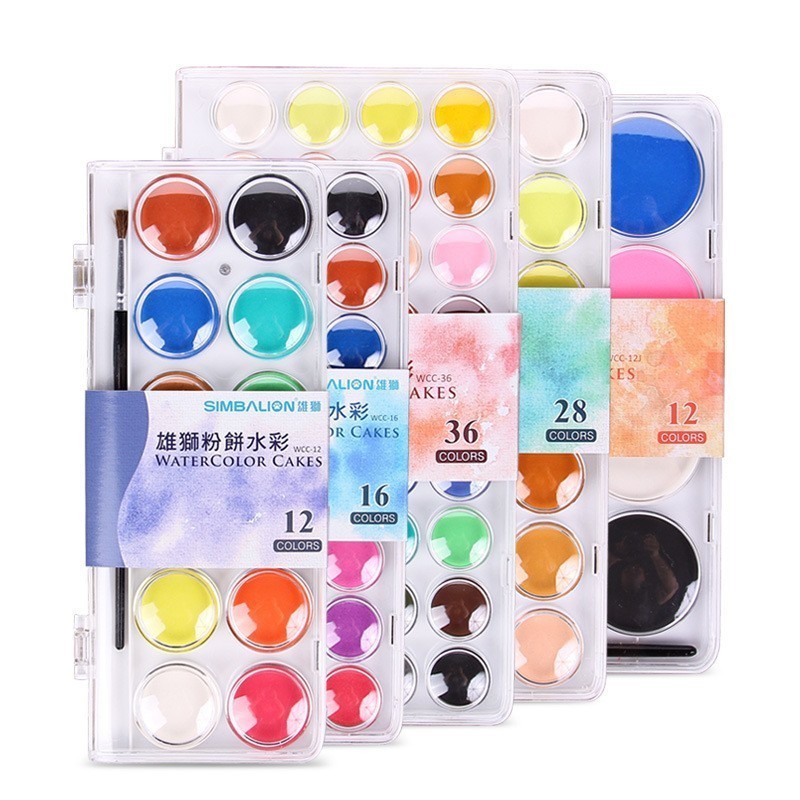 

CHENYU 12/16/28/36 Solid Watercolor Paint Set With Brush Pen Water Painting Pigment Set Art Supplies For Draw Dropshipping