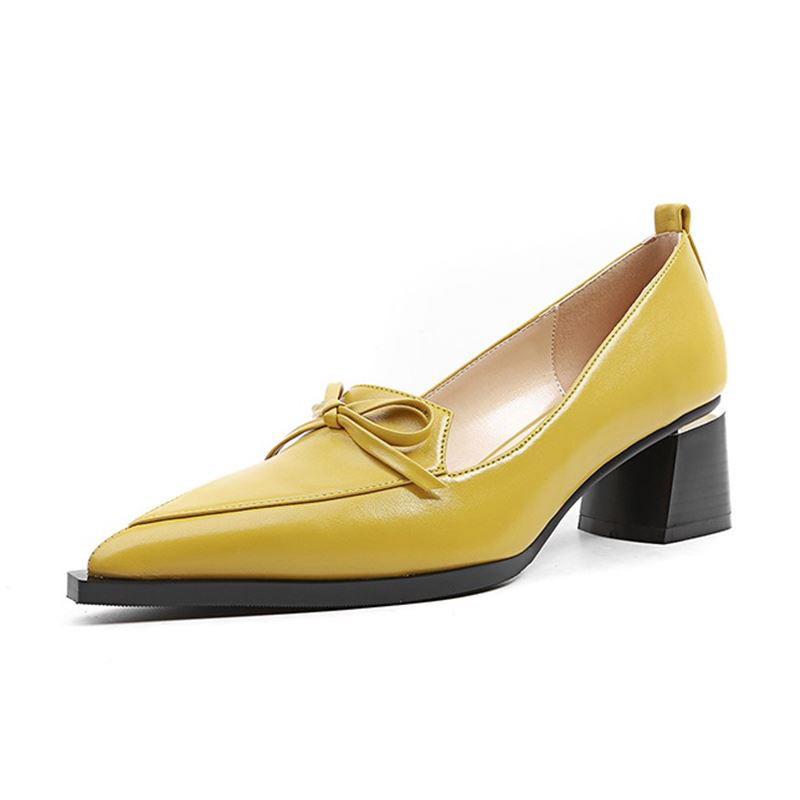 

natural genuine leather women heels shoes thick heel fashion high heel shoes girls casual shoes sapatos femininos