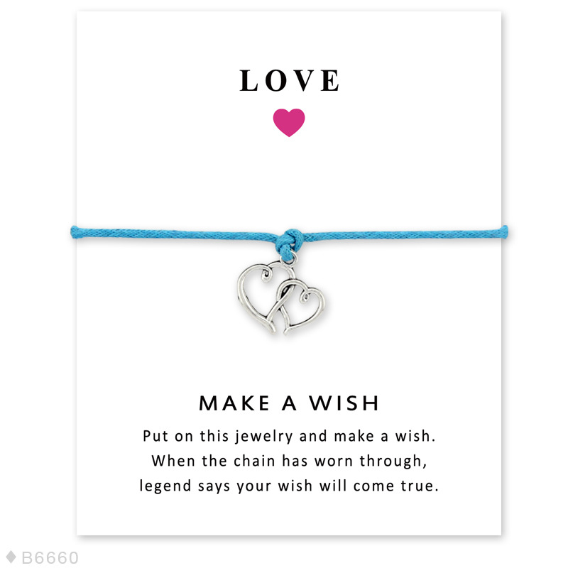 

New Double Heart Handmade Rope Charm Bracelets for Women Men Friendship lOVE Statement Wish Jewelry Gift