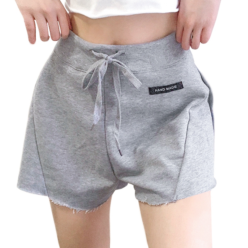 

New Summer Ladies Casual Loose Shorts Beach Girl Solid Color High Waist Tied Wide Loose Casual Wild Shorts, Gray