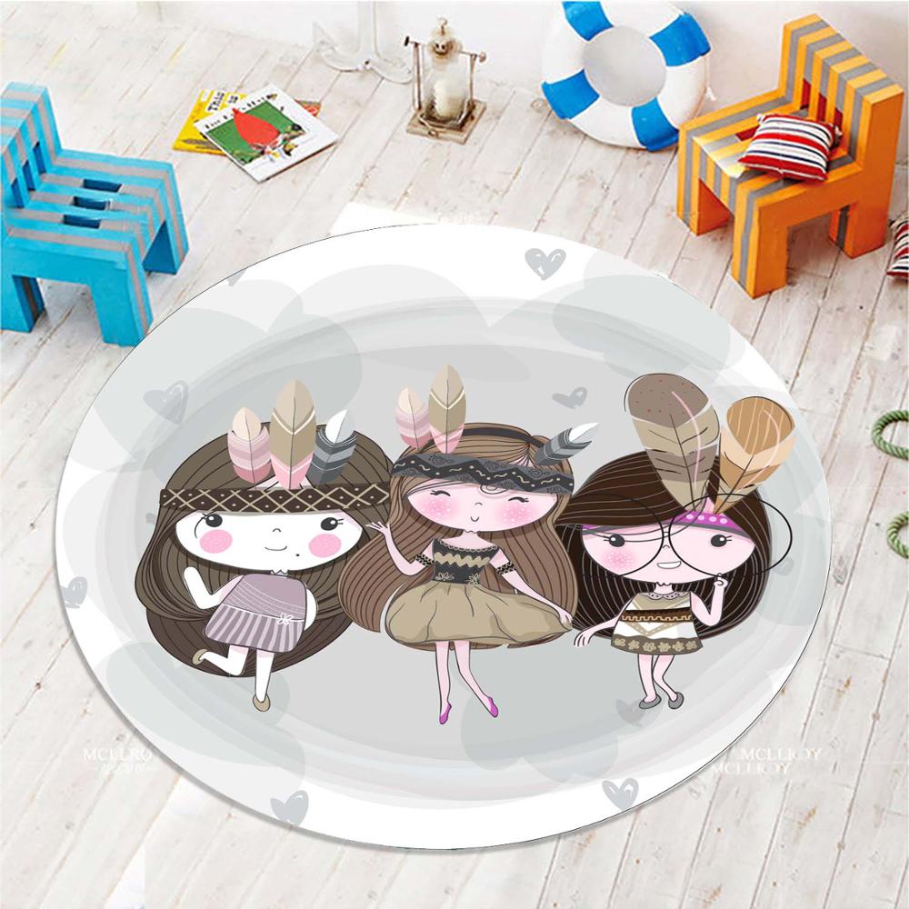 

Else Little Cute Girls 3d Pattern Print Anti Slip Back Round Carpets Area Rug For Kids Baby Children Room, As pic