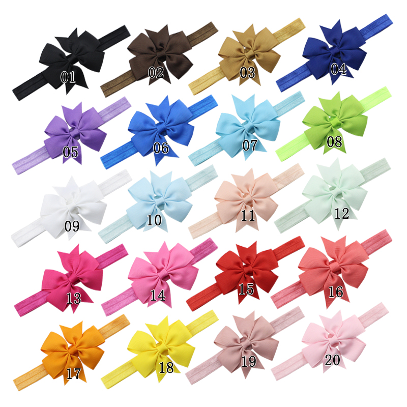 

20pcslot Kids Hair Bands Grosgrain Ribbon Bow Headband Bowknot Headbands Hair bands Ties Accessories, As pic