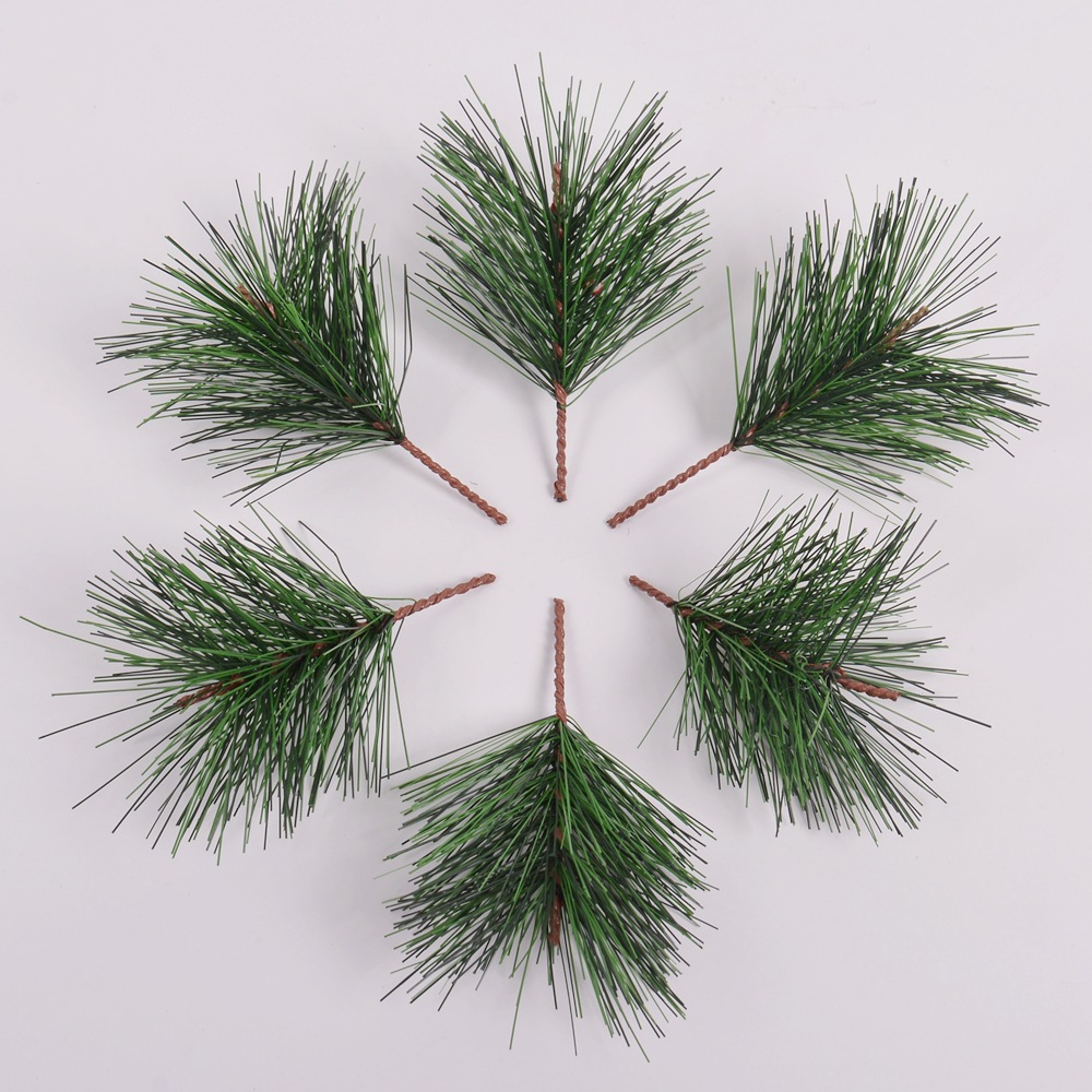 

30pcs/lot dropshipping Green Pine Needle Artificial Flower pine Branch Christmas Handcraft Wreath Gifts Decoration Fake Plants