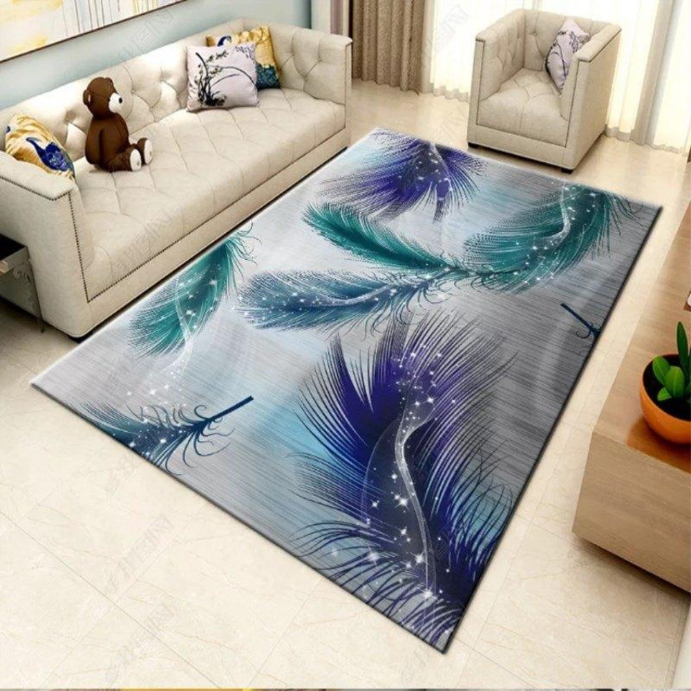

Nordic Style Carpets Feather 3D Printed Living room Bedroom Large Carpet Child Climbing Mat Kids Room Play Area Rugs Home Decor, 11