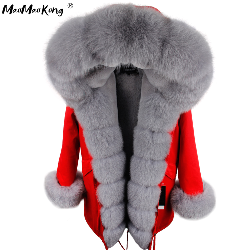 

MAO MAO KONG Camouflage winter jacket women outwear thick parkas natural real fur collar coat, Short-3