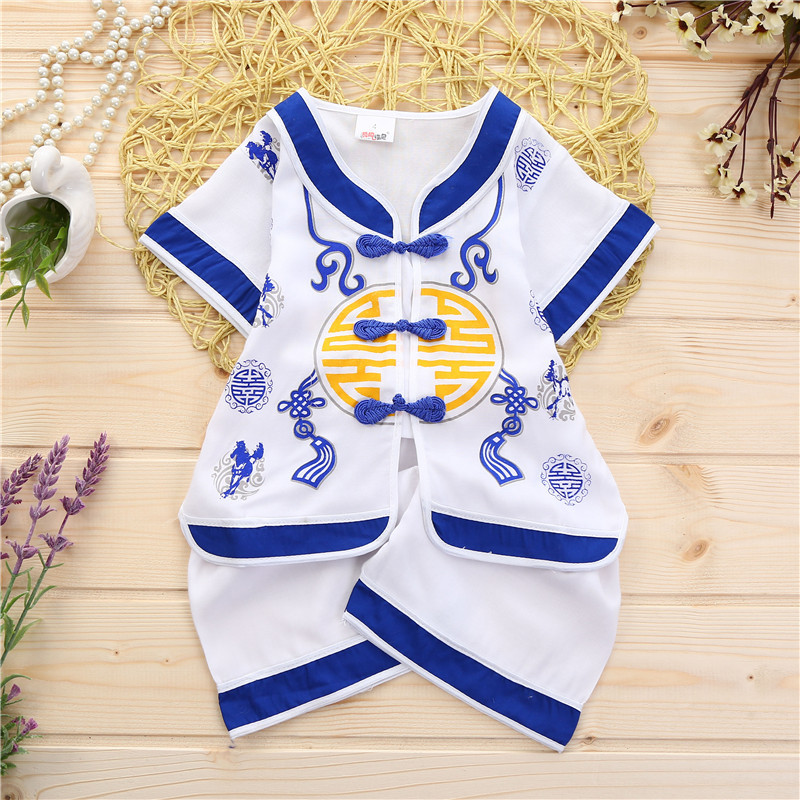 

Children's suit Chinese style boys' summer short sleeve suit, Blue