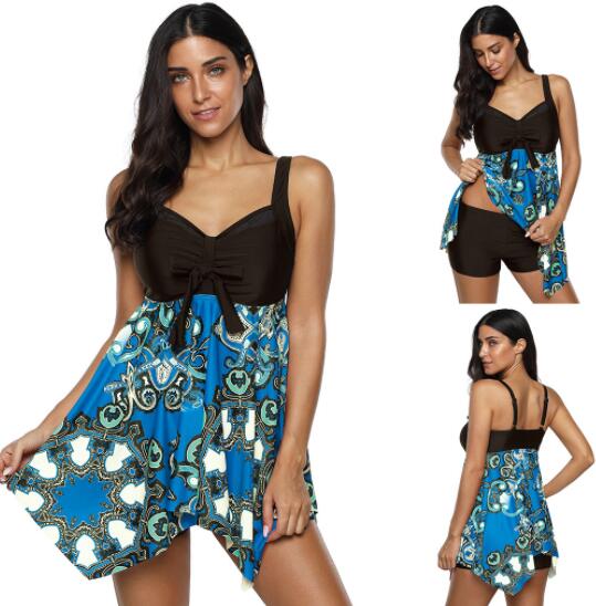 

Top cheap big Fat plus size swimwear skirt split fit skinny irregular hem skirt split flat angle swimsuit flexible stylish Bikinis sets