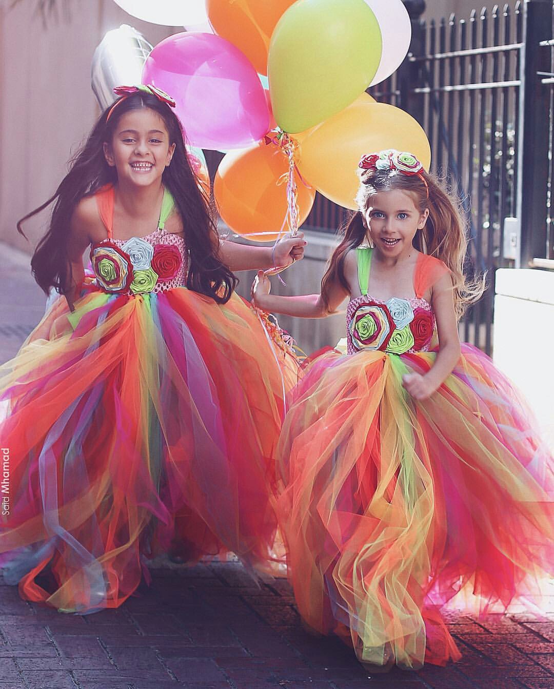 

Cute Colorful Rainbow Flower Girl Dresses 2019 Spaghetti A Line Girls Pageant Dress Party Wear Kids Communion Gowns Custom Made, Lanvender