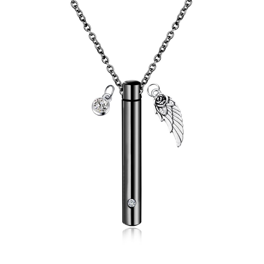 

Fashion simple cylindrical love pendant jewelry unisex rose gold stainless steel perfume bottle necklace party gift