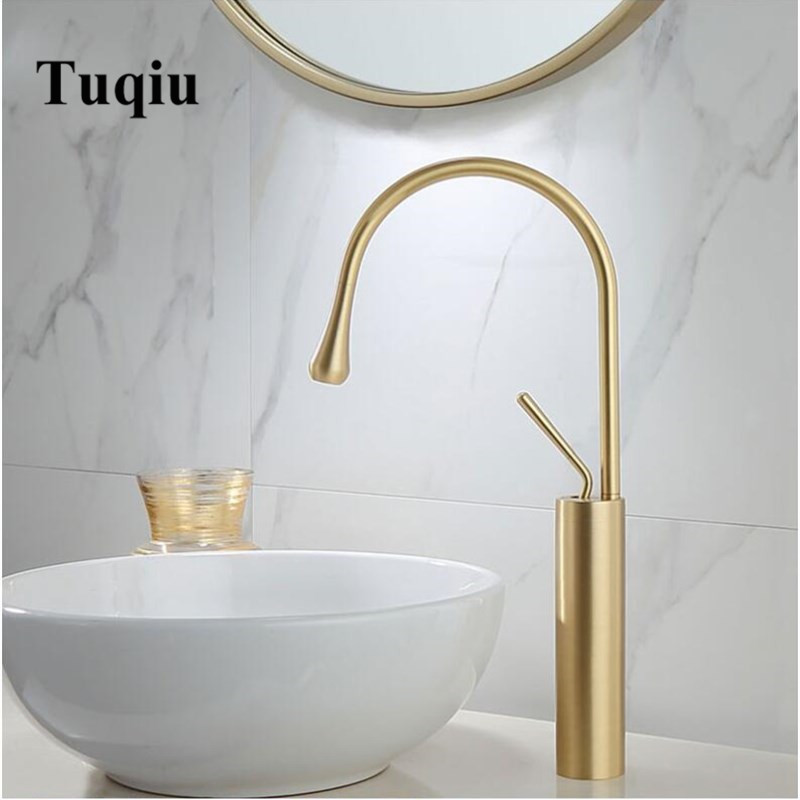 

New Basin Faucet Single Lever 360 Rotation Spout Moder Brass Mixer Tap For Kitchen Or Bathroom Basin Water Sink Mixer gold brush
