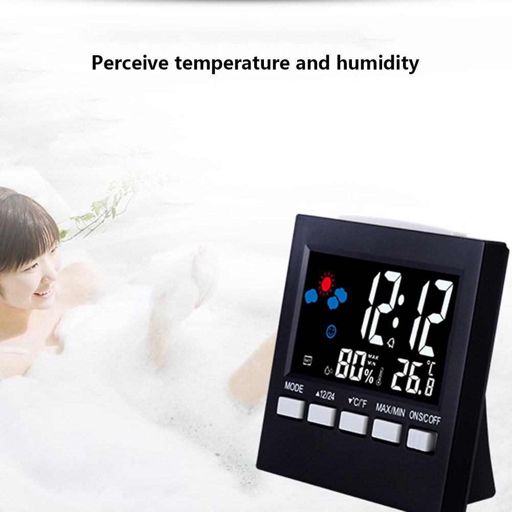 

LED Alarm Clock Digital Weather Forecast Station Multifunction Temperature Humidity Backlight FEA889