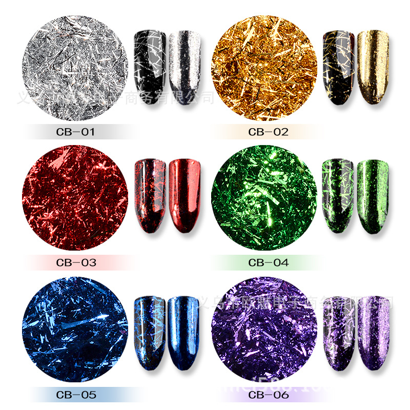 

New Nail Specification for Gold-Silver-Platinum cai bo Wire Nails Mirror Powder Metallic Article Gold liang gao guang