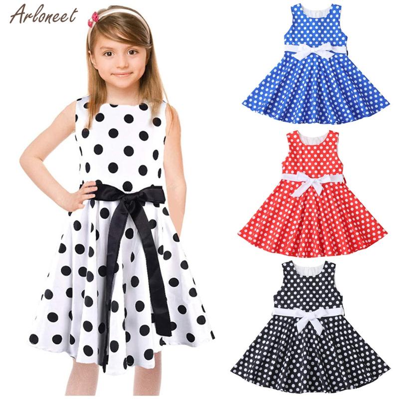 

Summer Kids Girls Vintage Dress Polka Dot Princess Swing Rockabilly Party Dresses Clothes Kids Casual Party Dress New Fashion, Black