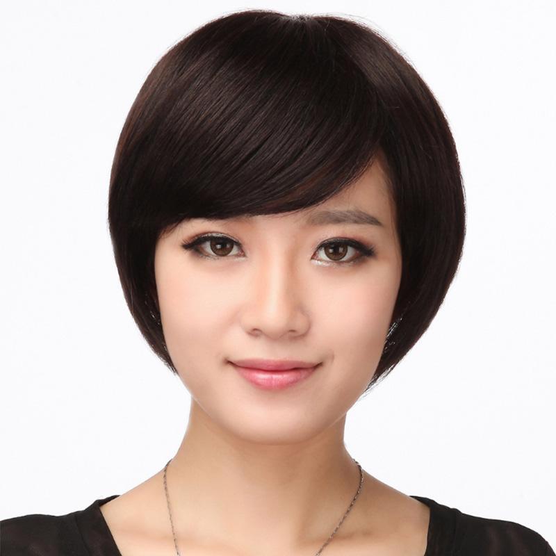 

Brazilian Short wigs Bob Human Hair None Lace Front Wigs with Baby Hair for Black Women Natural Black Free Shipping By Epacket, Dark brown