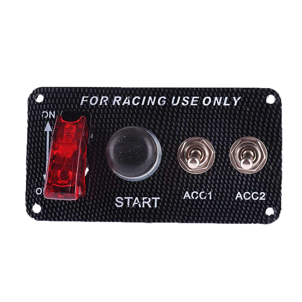 CAR Ignition Engine Push Start Button Carbon Fibre Panel Racing Toggle Switch 12V-image-467287690