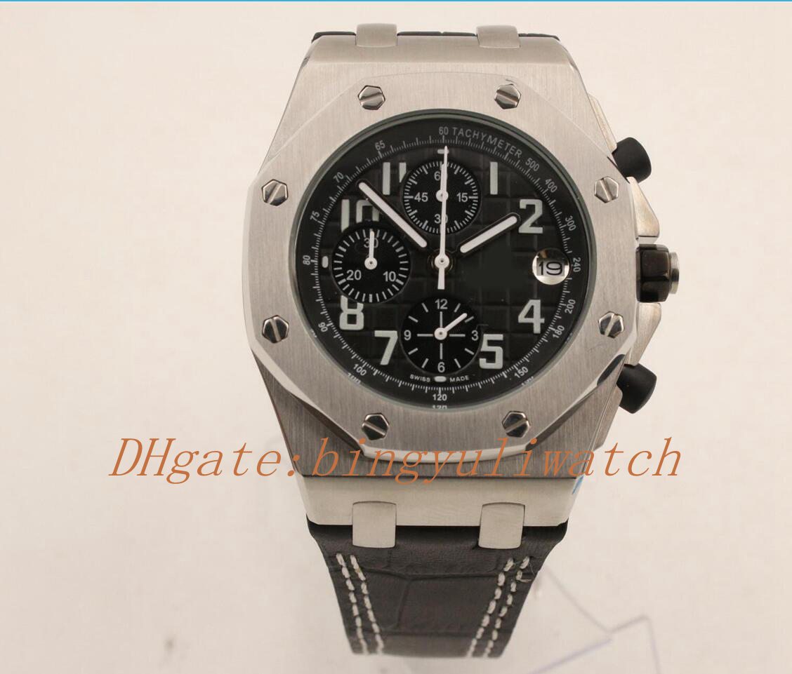 

Luxury Factory wholesale High quality Luxury new style VK quartz movement stopwatch stainless steel bezel leather strap Men Watch Watches, 01