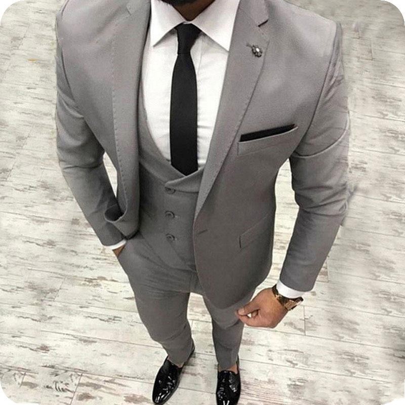 

2019 New Grey 3 Piece Mens Suit Groom Suit Cheap Formal Man Suits for Wedding Best Men Slim Fit Groom Tuxedos for Man(Jacket+Vest+Pants), Black
