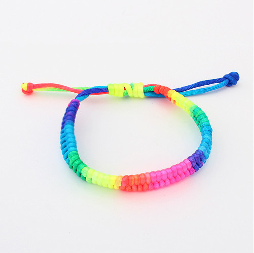 

Bracelets For Women Fashion Colorful Candy Color Rainbow Style Knitted Rope Chain Bracelets Wholesale Free Shipping BR209, Black