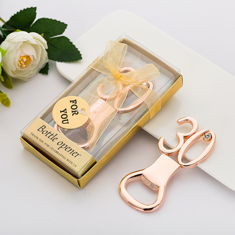 

Birthday party 30 40 years old 30th 40th Anniversary Souvenirs gold metal bottle opener 50pcs wholesale