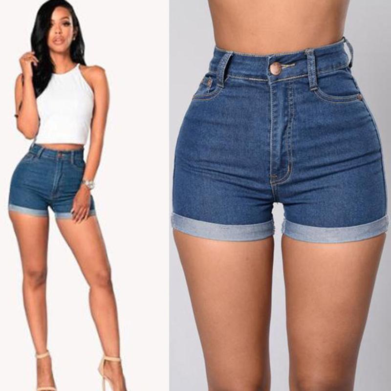 

Denim Shorts Women Classic Vintage High Waist Blue Slim Splice Female Caual Summer Ladies Shorts Jeans For Women Ladies 20515, Black