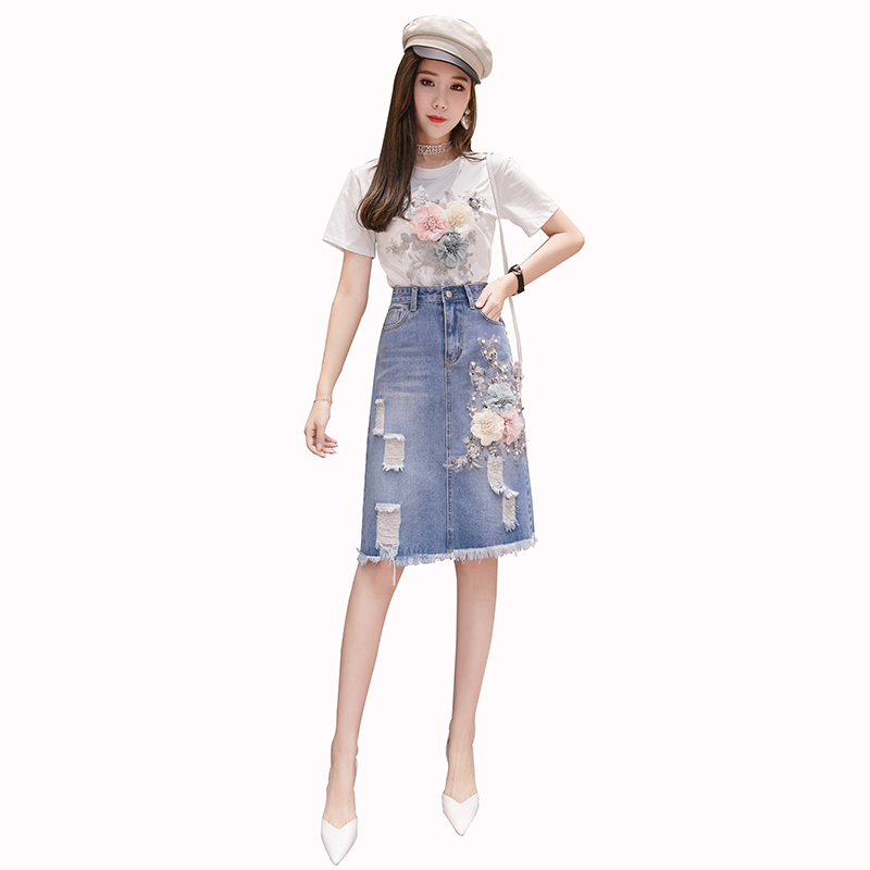 

Light Blue Paragraph Bull-Puncher Skirt Brim Package Grows In Cowboy Bust Skirt Girl ShuHua534