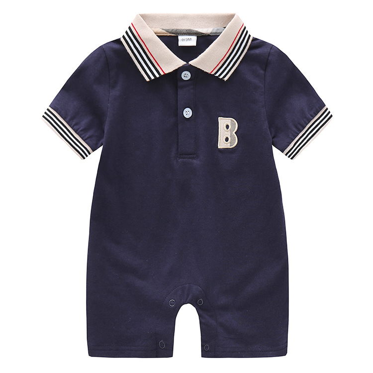 

Fashion 2019 Summer Baby Boy Romper Short Sleeve Cotton Infant Jumpsuit Cartoon Printed Baby Girl Rompers Newborn Baby Clothes, Navy blue