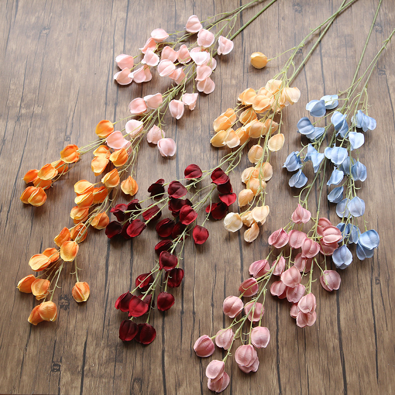 

100 CM Artificial lantern flowers branch long fake silk flowers wedding party decoration, Blue