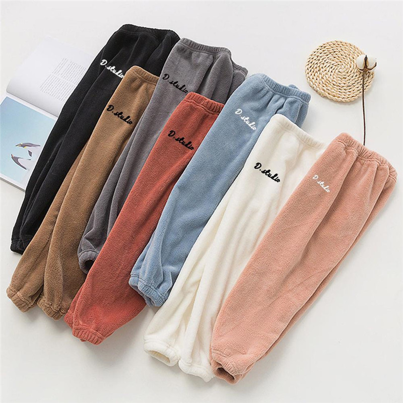 

Kids Thick Fleece Pants Children Autumn Winter Coral Fleece Warm Pants Boys Girls Loose Home Trousers, Mixed color