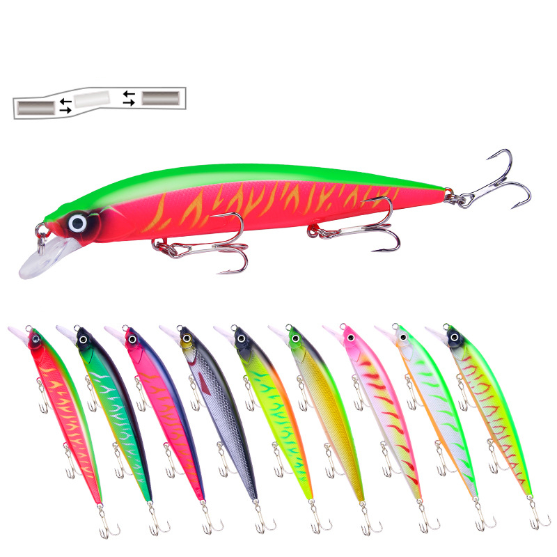 

New Lead block inside ABS Plastic Swimbaits 14cm 18.3g Topwater Crank Laser Fishing bait Minnow lure with 3 VMC Hook