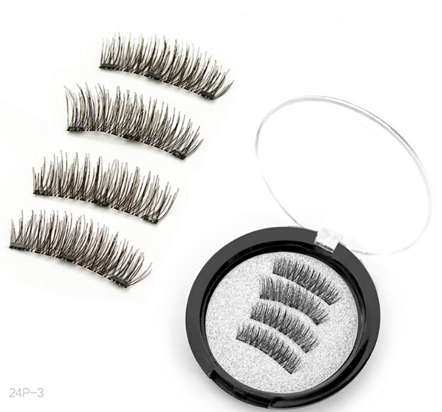 

3 Magnet 3D Magnetic Eyelashes Magnet Lashes Thicker Reusable False Eyelashes Handmade No Glue Eye Lashes Makeup Kit 4pcs/set