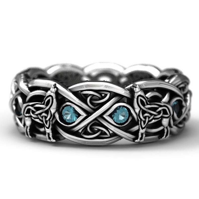 

fashion S925 Wolf Ring Band Engagement Wedding Ring Gift, Silver