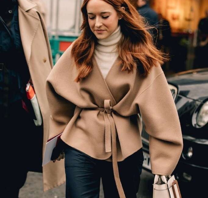 

Women Coat Curved Contour Tie Waist loose Wool Cashmere Jacket 2019 Spring, Gray