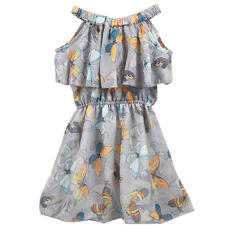 

Flower Girl Dresses 2020 Summer Chiffon Kids Dresses Floral Children Clothing Princess Party Dress for Girls Clothes Vestidos, Grey