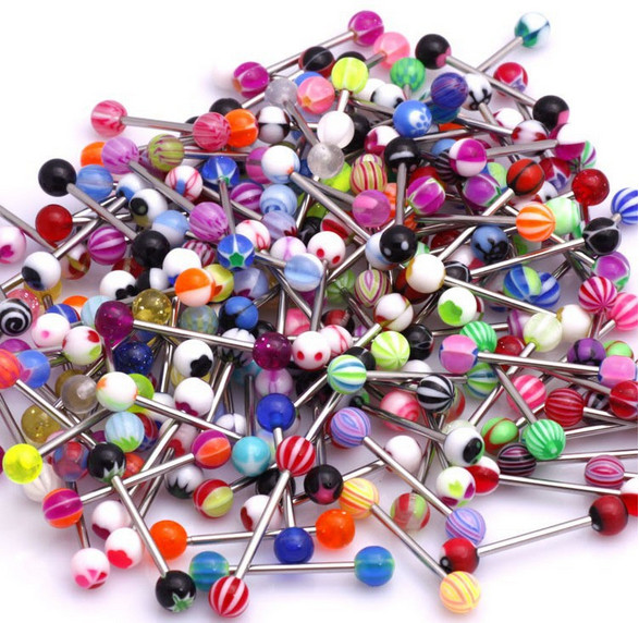 

Mixed Tongue Rings Barbells Body Piercing Jewelry, Silver