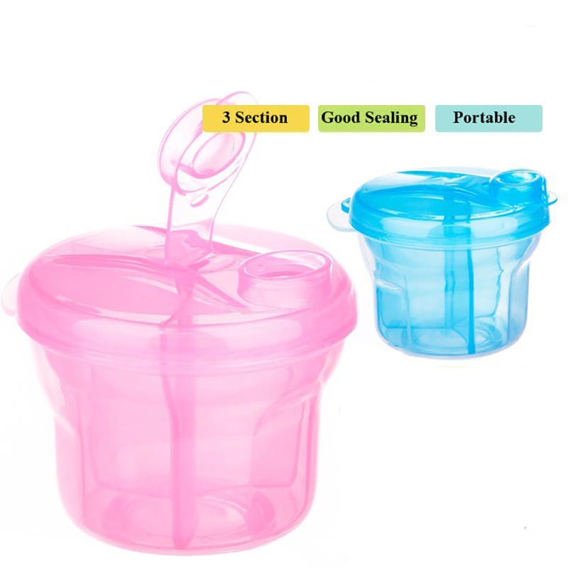 

Container Jar Portable Baby Milk Dispenser 3 grids Infant Kids Container plastic