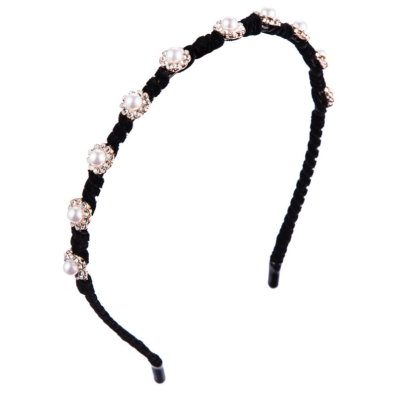 

Gold velvet hair accessories Lady sweet alloy diamond hair band Thin edge pearl headband