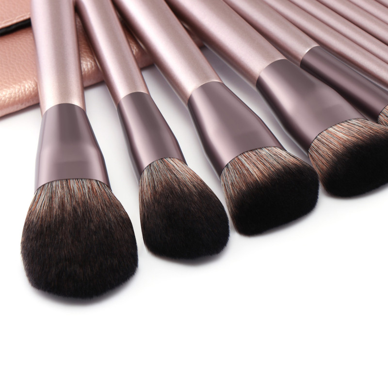 

Luxurious Champagne Makeup Brush Foundation Liquid Blush Eyeshadow Concealer Blend Eye Makeup Brush Set of 12 Eyeshadow Blush Fo