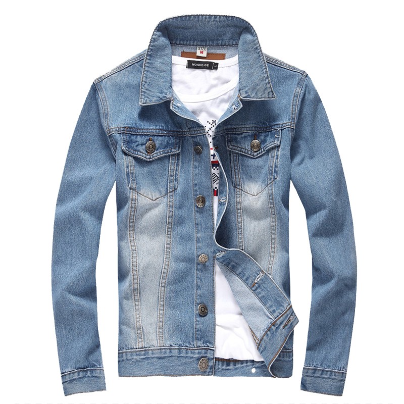 

Men's Jackets JIN JUE LES 2021 Denim Jacket Men College Outwear Jeans And Coats Korean Style -5XL, Blue