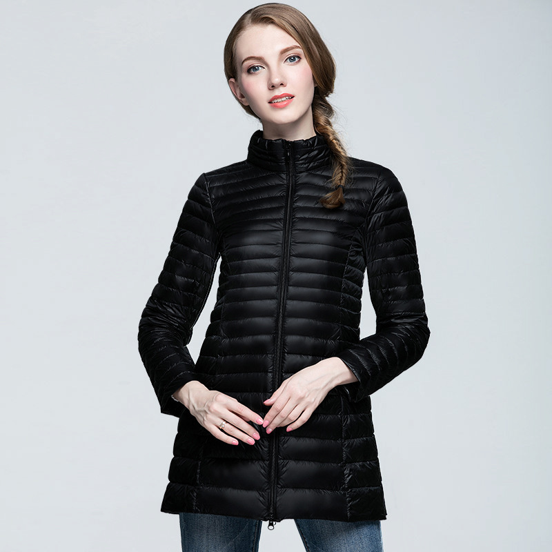 

2020 hiver nouveau chaud doudoune dames vêtements long manteau sans casquettes doudoune femmes noir veste qualité manteau, Beige