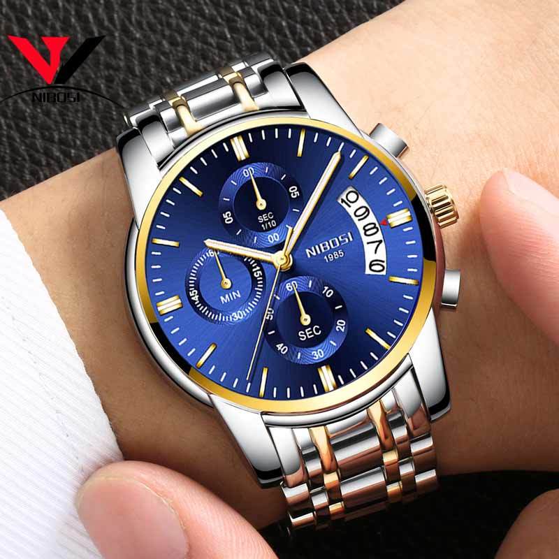 

NIBOSI Mens Watches Luxury Brand Military Sport Gold Watch Men Business Wristwatch Chronograph Quartz Watch Relogio Masculino LY191213