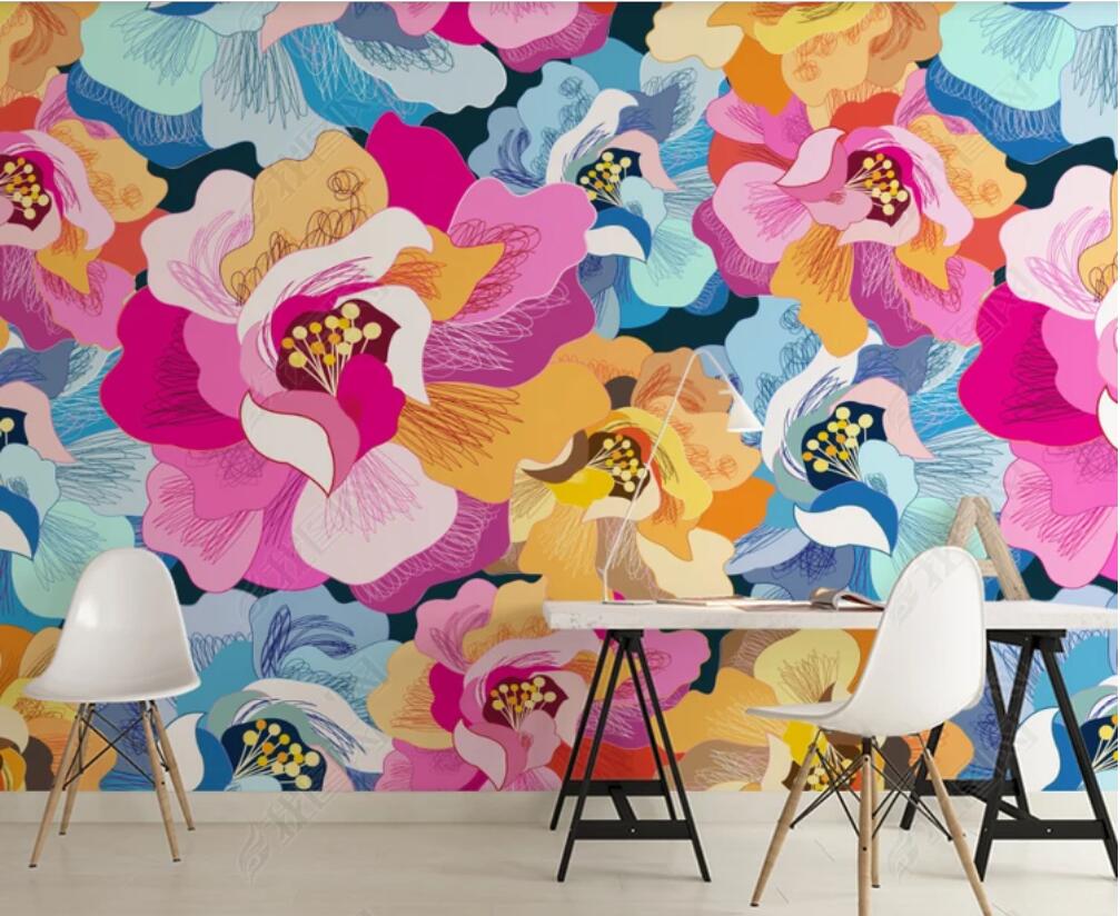 

3d wallpaper custom photo Simple fashion flowers ukiyo-e Japanese wallpaper wallpaper decorative wall wall art canvas pictures, Picture shows