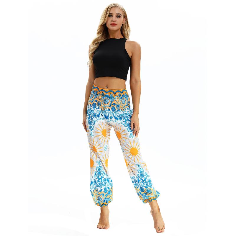 

Yoga Pant Women Loose Floral Printed Wide Leg High Waist Legging Quick Out Breathable Baggy Pant Outdoor Comfy Harem Trousers, Yci011