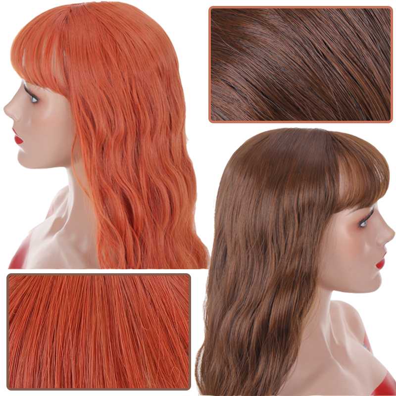 

XUANGUANG 28 Inches Long Wavy Wigs Temperature Synthetic Wigs For Black/White Women Cosplay Hair Wig Black Brown Orange 5 Colors