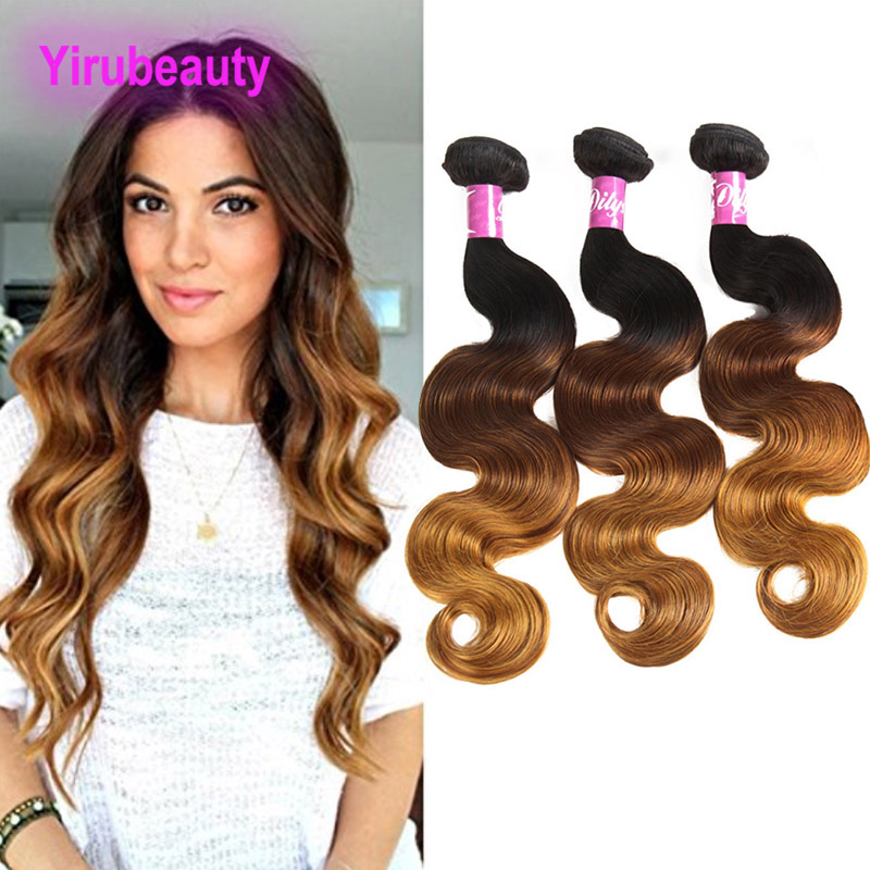 

Brazilian Virgin Hair Malaysian Indian Peruvian Ombre Human Hair 1B/4/27 Bundles Body Wave 3 Pieces/lot Double Wefts Hair Extensions
