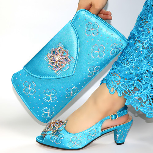 

Italian Shoe and Bag Set New 2020 Women Shoes and Bag Set In Italy skyblue Color Italian Shoes with bags set!JN1-25, Black