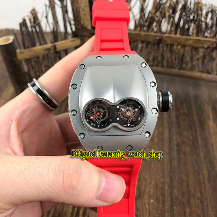 

Cheap Best Quality RM 053 Unique Double Dial Swiss Quartz Movement Mens Watch RM053 316L Steel Case Red Rubber Strap Designer Sport Watches, Box