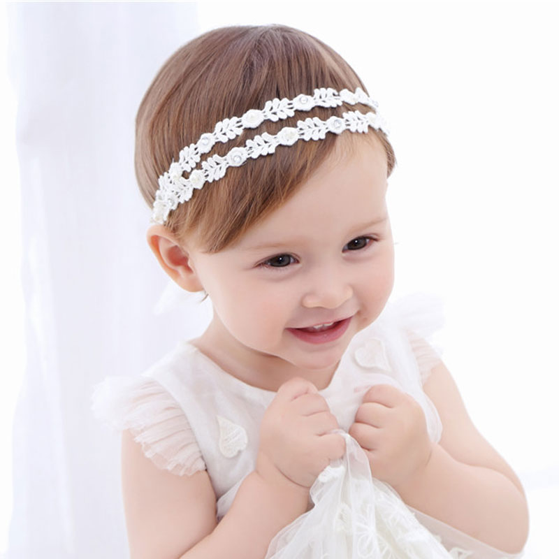 

New Kids Girl Rhinestone Baby Headbands mesh lace Pearl Hair Band photograph Hair Accessories Free Shipping, As picture