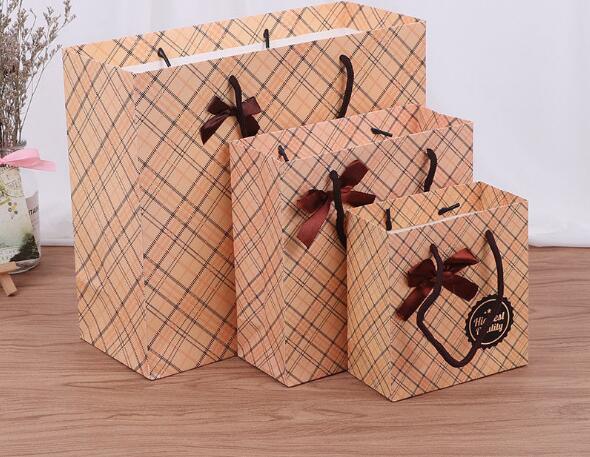 

Bow check gift bag shopping garment bag customizable