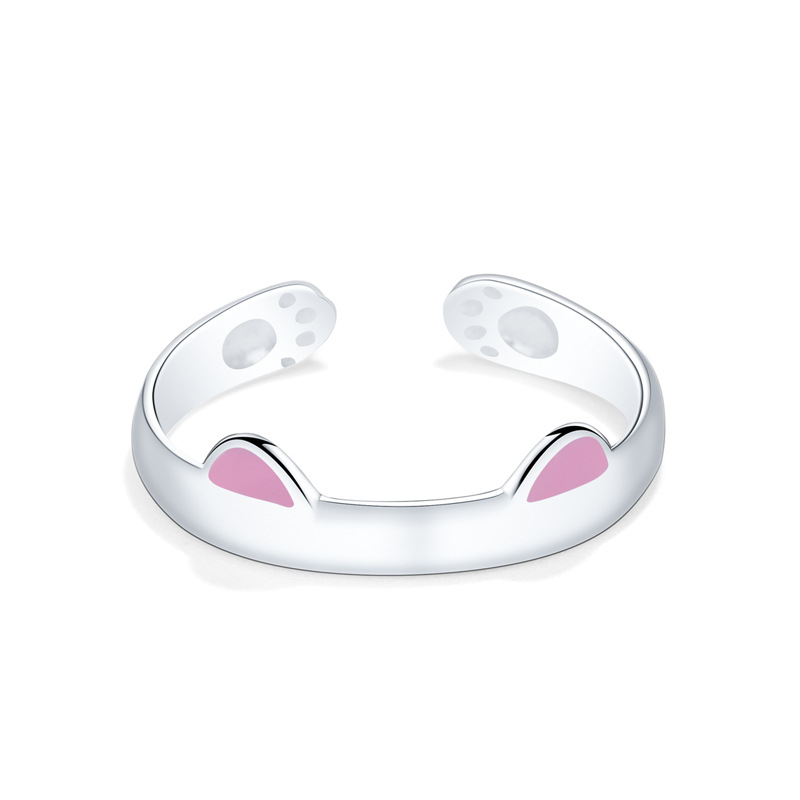 

Silver Cat Ear Finger Ring Open Design Cute Fashion Jewelry Ring For Women Young Girl Child Gifts Adjustable Ring wholesale