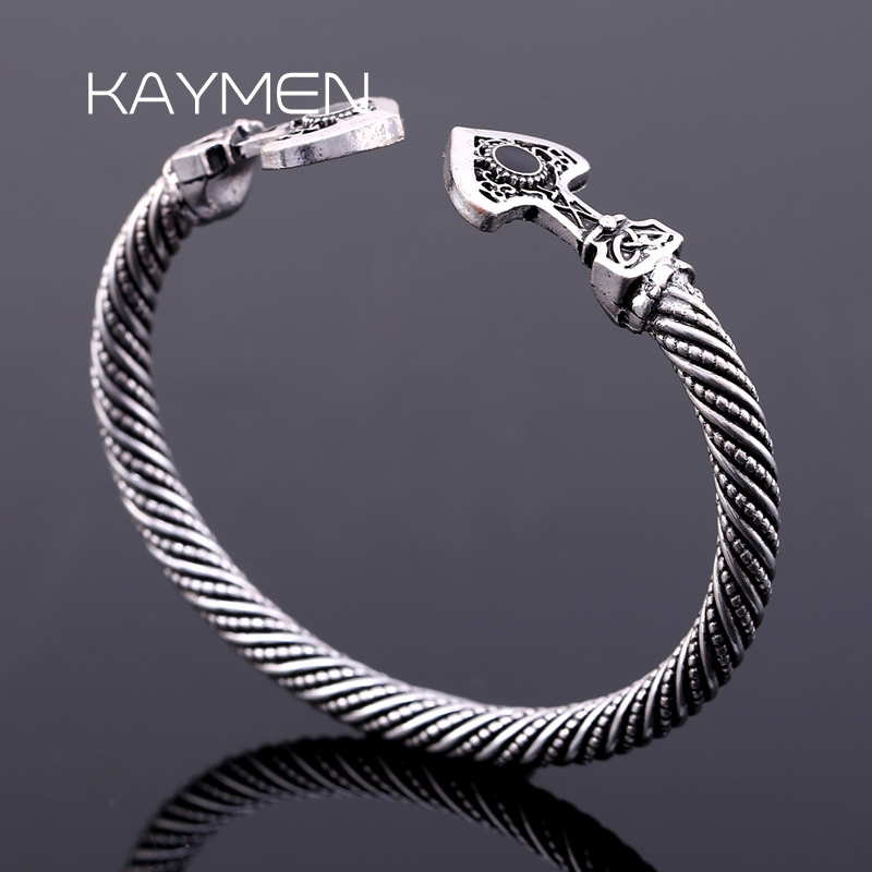 

Kaymen New Arrivla Fshion Vintage Viking Bangle for Women Men Unisex Jewelry Bangle 2 Colors 3287